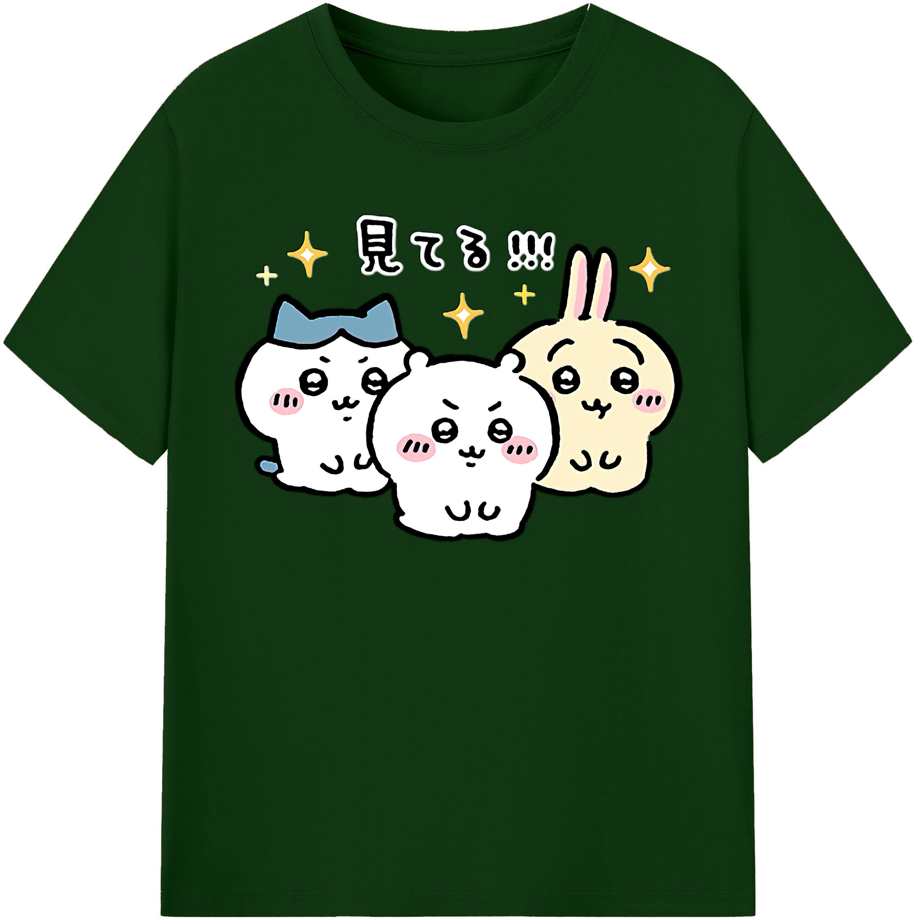 （画像用） ちいかわ ハチワレ Chii-kawa hachiware 綿100％半袖Tシャツ（フロントプリント）
